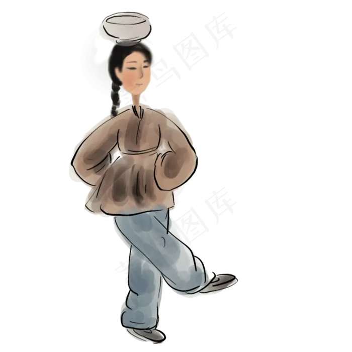 古代街头顶碗的人,免抠元素(2000*2000px 300 dpi )psd模版下载