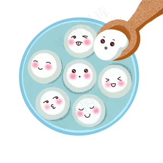 2019年手绘元宵节吃汤圆,免抠元素