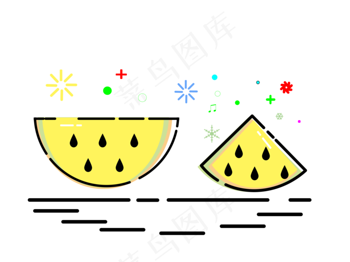 夏至黄色西瓜mbe风格png下载(1890X1417(DPI:300))psd模版下载