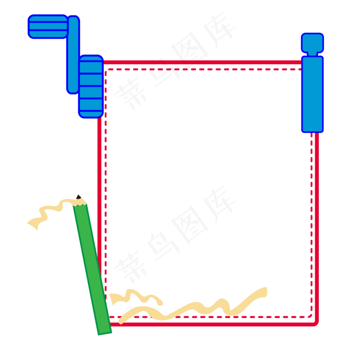 文具转笔刀铅笔边框(2001*2001px 300 dpi )ai矢量模版下载