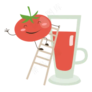 矢量卡通菠番茄汁番茄小人