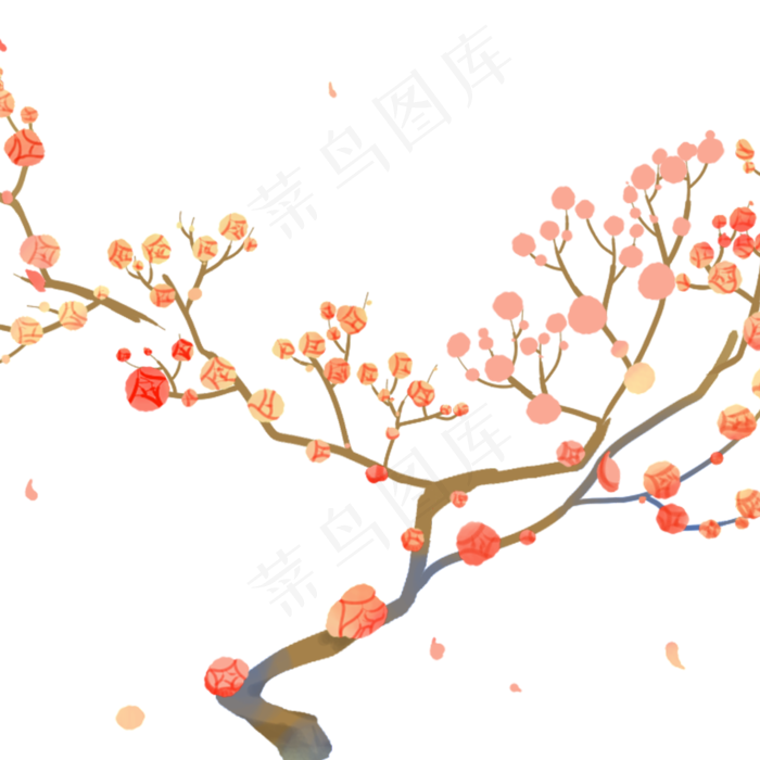 卡通开花的树枝下载