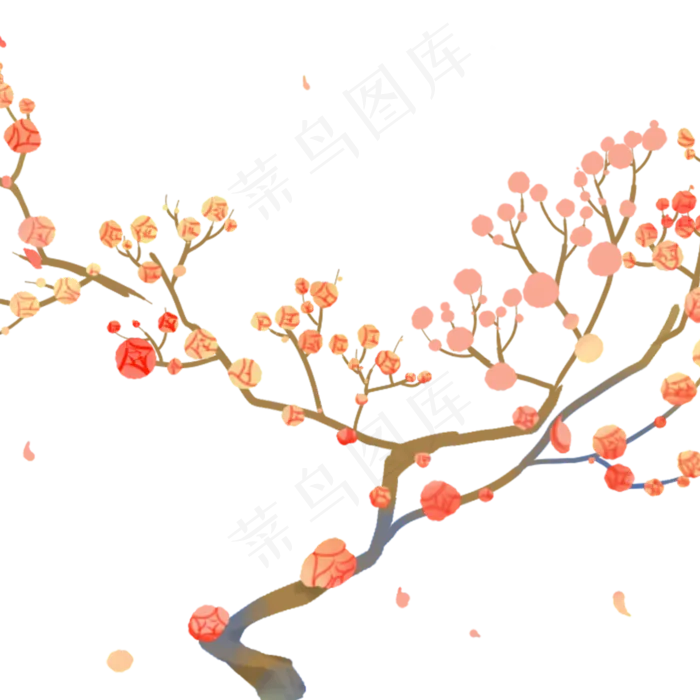 卡通开花的树枝下载(2000X2000(DPI:300))psd模版下载