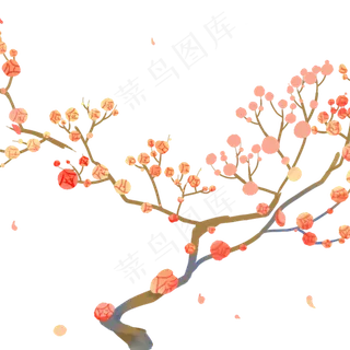 卡通开花的树枝下载