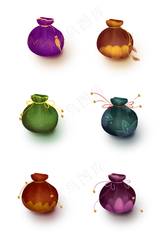 农历新年中国风钱袋素材,免抠元素