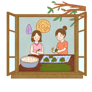 端午节黄色卡通元素包粽子PNG