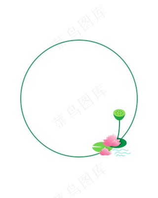 圆形荷花边框