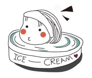 夏至小女孩冰淇淋png矢量图