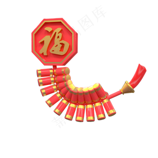 红色金色春节喜庆爆竹,免抠元素