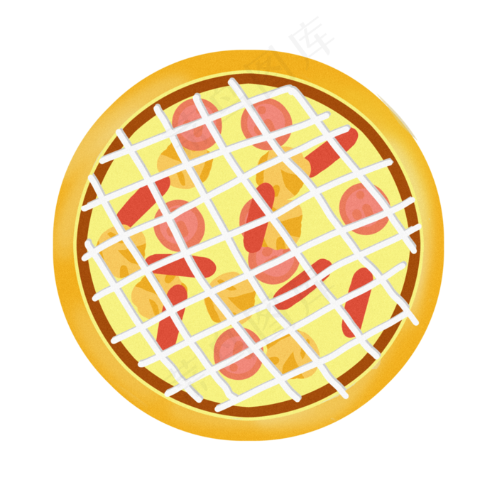 小吃披萨卡通插画