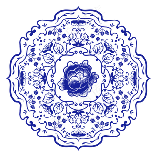 蓝色青花瓷底纹,免抠元素