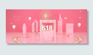 618狂欢购物粉色商城电商banner