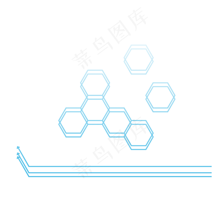 手绘水彩蓝色科技渐变蜂窝不规则(2000X2000(DPI:300))psd模版下载