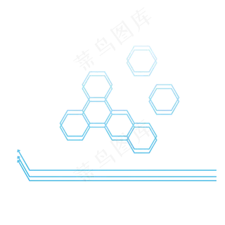 手绘水彩蓝色科技渐变蜂窝不规则
