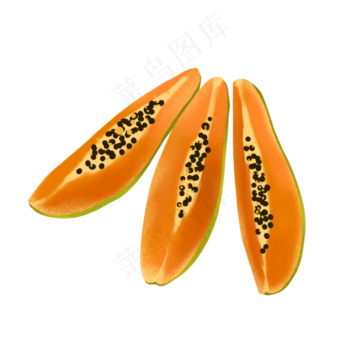 手绘三块木瓜PNG免抠素材