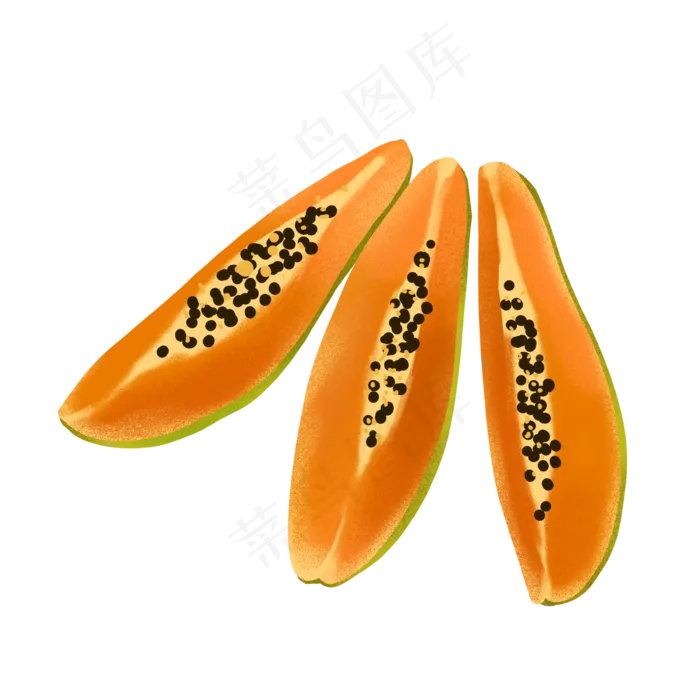 手绘三块木瓜PNG免抠素材(2048X2048(DPI:300))psd模版下载