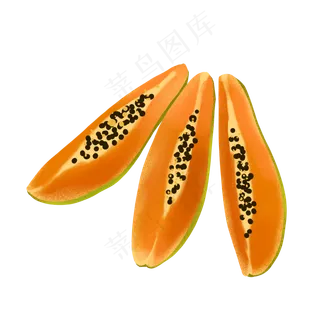 手绘三块木瓜PNG免抠素材