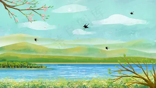立春节气主题之立春山水风景场景