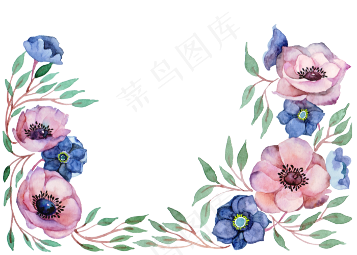 水彩植物花朵底纹插画