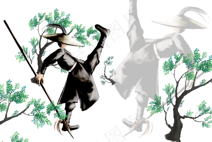 武侠古装男子仙侠古风场景(3000X2000(DPI:300))psd模版下载