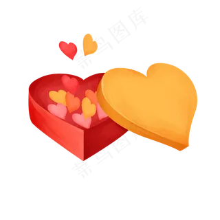 冒爱心的红色礼盒,免抠元素