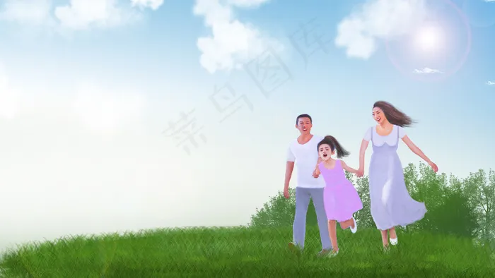 和谐家庭亲子游壁纸(2880X1620(DPI:300))psd模版下载