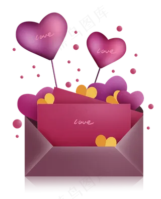 情人节立体心形信封文字框