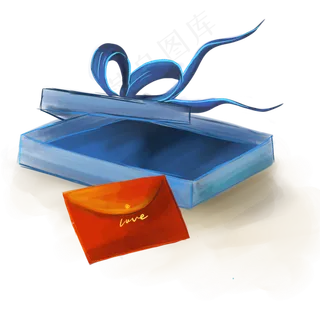 红色信封和蓝色礼盒