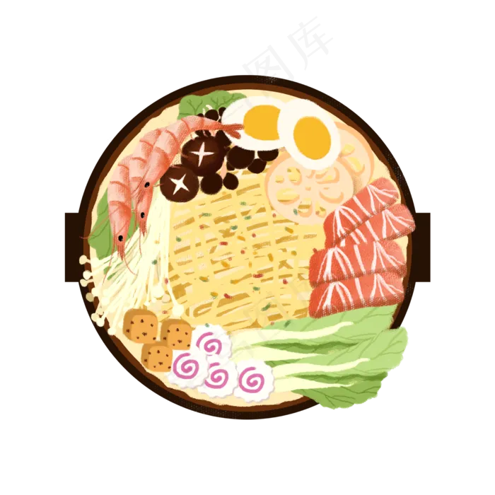 手绘卡通美食餐饮火锅,免抠元素(2480*2480px 300 dpi )psd模版下载