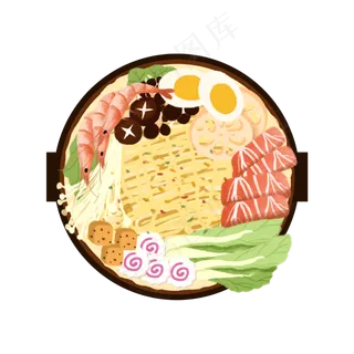 手绘卡通美食餐饮火锅,免抠元素