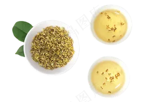 桂花茶丹桂金桂花瓣和叶子