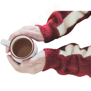 双手捂着杯子,免抠元素