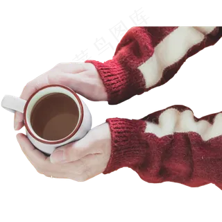 双手捂着杯子,免抠元素