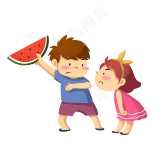 大暑小暑热天抢西瓜的小朋友