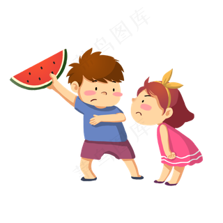 大暑小暑热天抢西瓜的小朋友