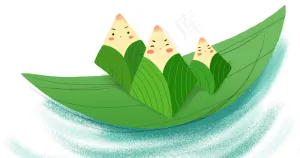卡通可爱端午粽子叶子,免抠元素