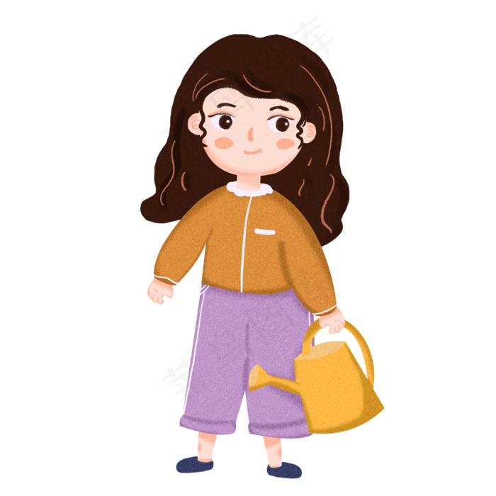 春天植树节种植的女孩元素