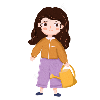 春天植树节种植的女孩元素