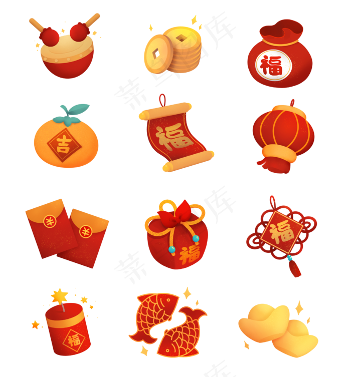 过年春节新年图标,免抠元素