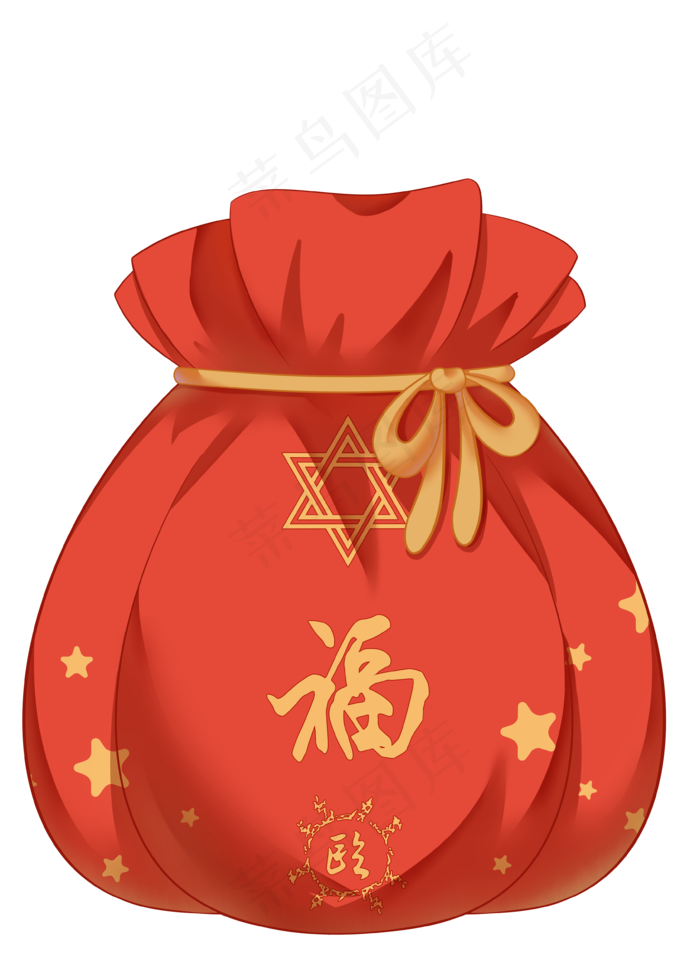 红色中国风束口袋福袋PNG素材,免抠元素(3572X5000(DPI:300))psd模版下载