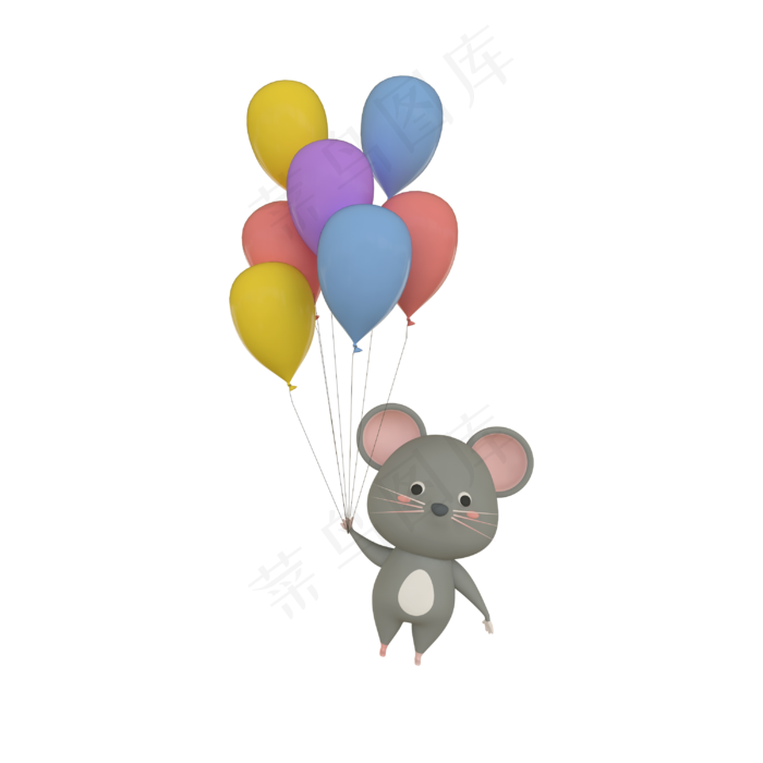 灰色老鼠气球飞,免抠元素