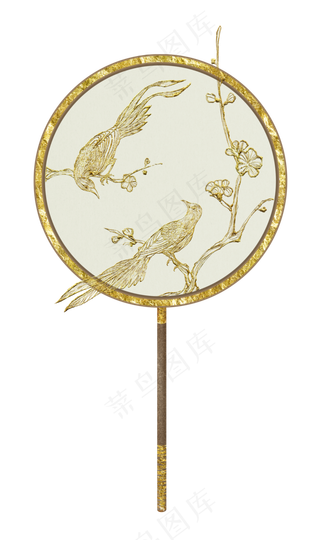 国潮七夕烫金喜鹊团扇