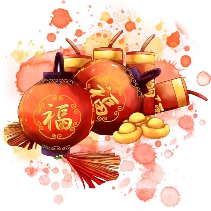 水彩春节喜庆灯笼,免抠元素(2000X2000(DPI:300))psd模版下载