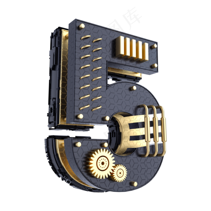 黑金倒计时周年庆数字5