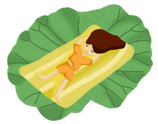 24节气处暑躺着的女孩