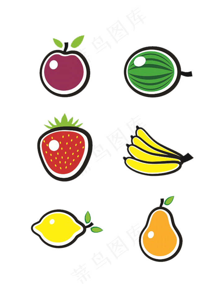 夏日解渴常见水果图标素材
