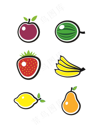 夏日解渴常见水果图标素材