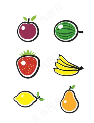 夏日解渴常见水果图标素材