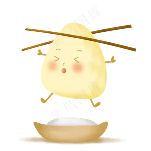 端午节筷子夹起的粽子