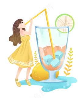 夏至喝饮料女孩 夏至喝饮料女孩